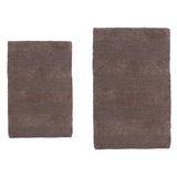 Knightsbridge 2Pc Luxury Cotton Wide Cut Reversible Bath Rug Set 20"x30" & 24"x40" Stone