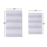 Knightsbridge 2-Piece 100% Cotton Wide Cut Bath Rug Set 20"x30" & 24"x40" White