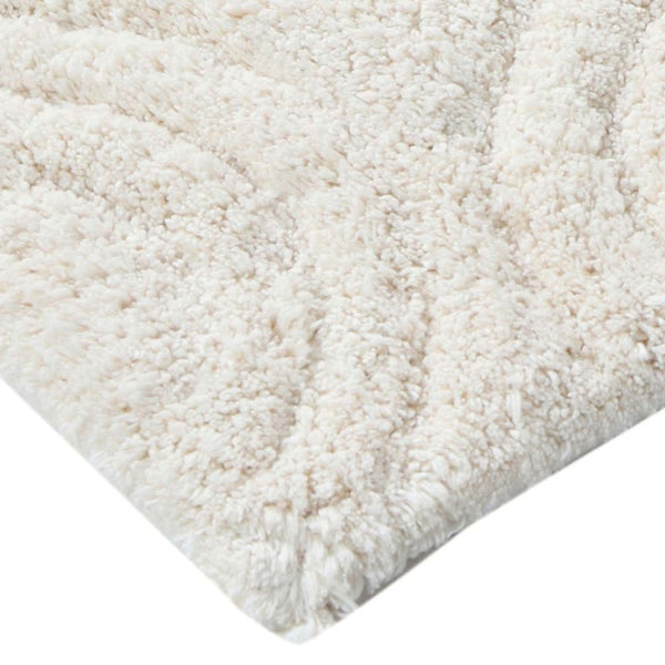 Circle Design Round Cotton with Non-Skid Back Bath Rug 24"x40" Ivory by Knightsb