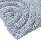 Knightsbridge Beautiful Circle Design Premium Quality Year Round Cotton With Non-Skid Back Bath Rug Silver