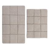 Knightsbridge Chakker Board 220 GSF Non Skid Back Bath Rug Set - 2- Piece - 17x24 and 21x34", Ivory