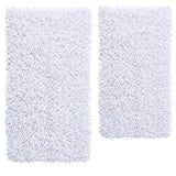 Knightsbridge Chenille Shaggy 220 GSF Non Skid Back Bath Rug Set - 2- Piece - 17x24 and 21x34", White