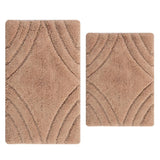 Knightsbridge Diamond 220 GSF Non Skid Back Bath Rug Set - 2- Piece - 17x24 and 21x34", Natural