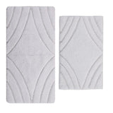 Knightsbridge Diamond 220 GSF Non Skid Back Bath Rug Set - 2- Piece - 17x24 and 21x34", White