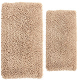 Knightsbridge Melbourne 220 GSF Non Skid Back Bath Rug Set - 2- Piece - 17x24 and 21x34", Natural