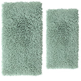 Knightsbridge Melbourne 220 GSF Non Skid Back Bath Rug Set - 2- Piece - 17"x24" and 21"x34", Sage