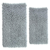Knightsbridge Melbourne 220 GSF Non Skid Back Bath Rug Set - 2- Piece - 17x24 and 21x34", Silver