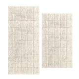 Knightsbridge Summer Tile 220 GSF Non Skid Back Bath Rug Set - 2- Piece - 17"x24" and 21"x34", Ivory