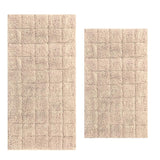Knightsbridge Summer Tile 220 GSF Non Skid Back Bath Rug Set - 2- Piece - 17"x24" and 21"x34", Natural