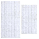 Knightsbridge Summer Tile 220 GSF Non Skid Back Bath Rug Set - 2- Piece - 17x24 and 21x34", White