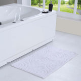 Knightsbridge Beautiful Circle Design Premium Quality Year Round Cotton With Non-Skid Back Bath Rug White