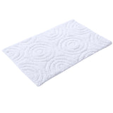 Knightsbridge Beautiful Circle Design Premium Quality Year Round Cotton With Non-Skid Back Bath Rug White