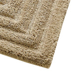 Knightsbridge Stylish And Comfortable All Season Traditional Racetrack Design Cotton Bath Rug Stone