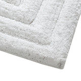 Knightsbridge Stylish And Comfortable All Season Traditional Racetrack Design Cotton Bath Rug White