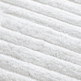 Knightsbridge Stylish And Comfortable All Season Traditional Racetrack Design Cotton Bath Rug White