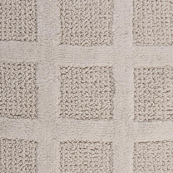 Square Honeycomb 100% Cotton Reversible Bath Rug Ivory by Knightsbridge