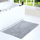 Knightsbridge Beautiful Circle Design Premium Quality Year Round Cotton With Non-Skid Back Bath Rug Silver