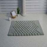 Knightsbridge Luxurious Block Pattern High Quality Year Round Cotton With Non-Skid Back Bath Rug Sage