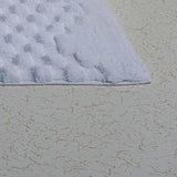 Knightsbridge Luxurious Block Pattern High Quality Year Round Cotton With Non-Skid Back Bath Rug White