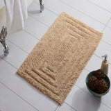 Knightsbridge Stylish And Comfortable All Season Traditional Racetrack Design Cotton Bath Rug Natural