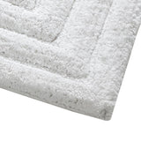 Knightsbridge Stylish And Comfortable All Season Traditional Racetrack Design Cotton Bath Rug White