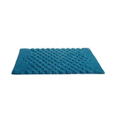 Knightsbridge Luxurious Block Pattern High Quality Year Round Cotton With Non-Skid Back Bath Rug Aqua