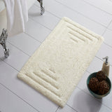 Knightsbridge Stylish And Comfortable All Season Traditional Racetrack Design Cotton Bath Rug Ivory