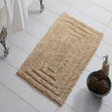 Knightsbridge Stylish And Comfortable All Season Traditional Racetrack Design Cotton Bath Rug Stone