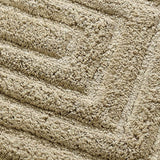 Knightsbridge Stylish And Comfortable All Season Traditional Racetrack Design Cotton Bath Rug Stone