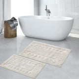 Knightsbridge Stylish And Comfortable Traditional Chain Design 2 PC Cotton Bath Rug Set 20"x30" & 24"x40" Ivory