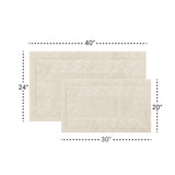 Knightsbridge Stylish And Comfortable Traditional Chain Design 2 PC Cotton Bath Rug Set 20"x30" & 24"x40" Ivory