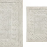 Knightsbridge Stylish And Comfortable Traditional Chain Design 2 PC Cotton Bath Rug Set 20"x30" & 24"x40" Ivory