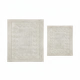 Knightsbridge Stylish And Comfortable Traditional Chain Design 2 PC Cotton Bath Rug Set 20"x30" & 24"x40" Ivory