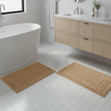 Knightsbridge Stylish And Comfortable Traditional Chain Design 2 PC Cotton Bath Rug Set 20"x30" & 24"x40" Natural