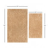 Knightsbridge Stylish And Comfortable Traditional Chain Design 2 PC Cotton Bath Rug Set 20"x30" & 24"x40" Natural