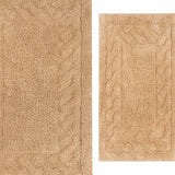 Knightsbridge Stylish And Comfortable Traditional Chain Design 2 PC Cotton Bath Rug Set 20"x30" & 24"x40" Natural
