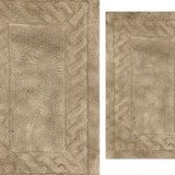 Knightsbridge Stylish And Comfortable Traditional Chain Design 2 PC Cotton Bath Rug Set 20"x30" & 24"x40" Stone
