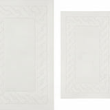 Knightsbridge Stylish And Comfortable Traditional Chain Design 2 PC Cotton Bath Rug Set 20"x30" & 24"x40" White