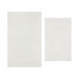 Knightsbridge Stylish And Comfortable Traditional Chain Design 2 PC Cotton Bath Rug Set 20"x30" & 24"x40" White