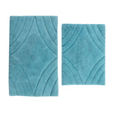 Knightsbridge Stylish And Comfortable Traditional Diamond Design 2 PC Cotton Bath Rug Set 20"x30" & 24"x40" Aqua