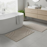 Knightsbridge Stylish And Comfortable Traditional Diamond Design 2 PC Cotton Bath Rug Set 20"x30" & 24"x40" Ivory