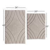 Knightsbridge Stylish And Comfortable Traditional Diamond Design 2 PC Cotton Bath Rug Set 20"x30" & 24"x40" Ivory