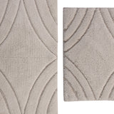 Knightsbridge Stylish And Comfortable Traditional Diamond Design 2 PC Cotton Bath Rug Set 20"x30" & 24"x40" Ivory