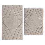 Knightsbridge Stylish And Comfortable Traditional Diamond Design 2 PC Cotton Bath Rug Set 20"x30" & 24"x40" Ivory