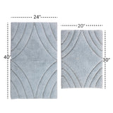 Knightsbridge Stylish And Comfortable Traditional Diamond Design 2 PC Cotton Bath Rug Set 20"x30" & 24"x40" Light Blue