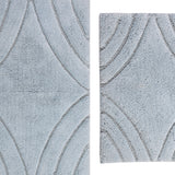 Knightsbridge Stylish And Comfortable Traditional Diamond Design 2 PC Cotton Bath Rug Set 20"x30" & 24"x40" Light Blue