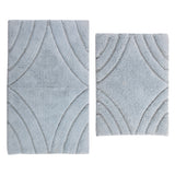 Knightsbridge Stylish And Comfortable Traditional Diamond Design 2 PC Cotton Bath Rug Set 20"x30" & 24"x40" Light Blue
