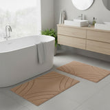 Knightsbridge Stylish And Comfortable Traditional Diamond Design 2 PC Cotton Bath Rug Set 20"x30" & 24"x40" Natural