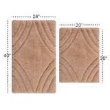 Knightsbridge Stylish And Comfortable Traditional Diamond Design 2 PC Cotton Bath Rug Set 20"x30" & 24"x40" Natural