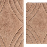 Knightsbridge Stylish And Comfortable Traditional Diamond Design 2 PC Cotton Bath Rug Set 20"x30" & 24"x40" Natural